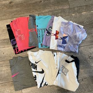 LOT Girls Under Armour Nike tops size Large